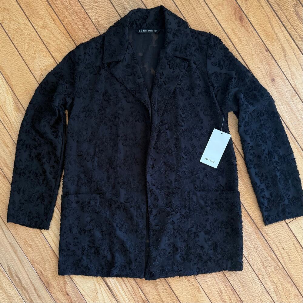 NWT Zara Basic Sheer Textured Cardigan XS Whimsygoth Coquette